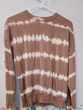 Belle Du Jour Brown and White Tie-Dye Sweater